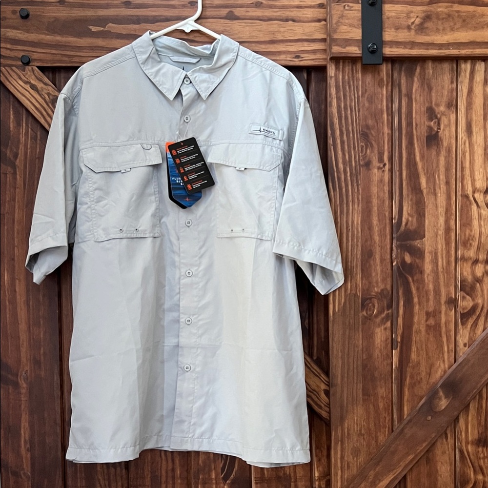 Habit Gray Button-Up Short Sleeve Shirt